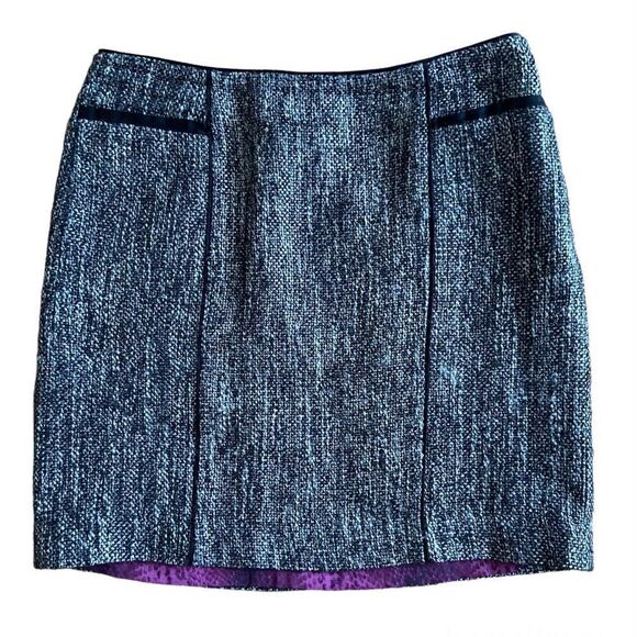 WHBM Black White Silver Tweed Mini Skirt 2 - Picture 2 of 6
